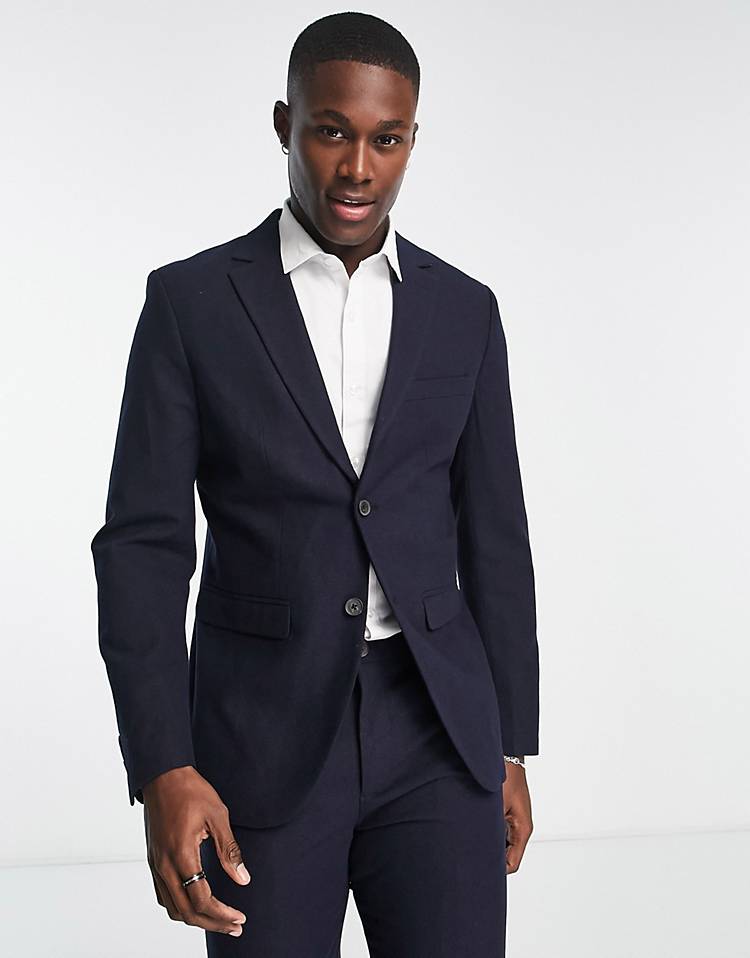 Selected Homme slim fit wool mix suit in navy